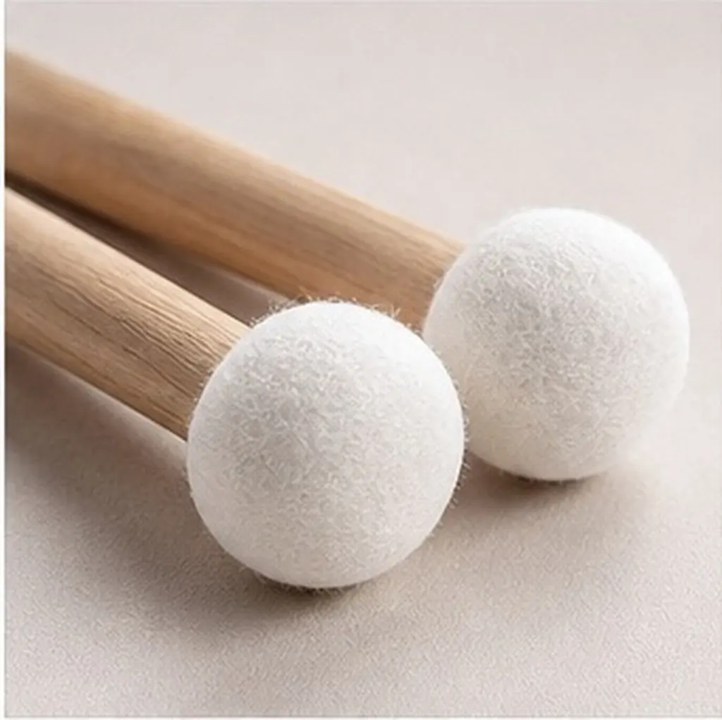 1Pair Timpani Mallets Dual Head Drumsticks Felt Wooden Handle Ergonomic Grip Perfect for Orchestra Jazz Cymbal Brushes