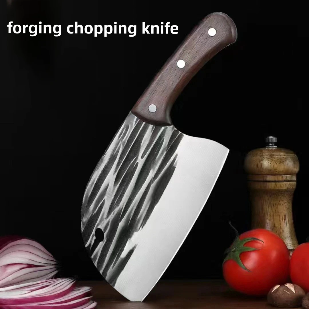 High Carbon Steel Kitchen Knife Meat Cleaver High Hardness Heavy Keel Heavy Meat Cleaver Butcher Knife Fishing Tools