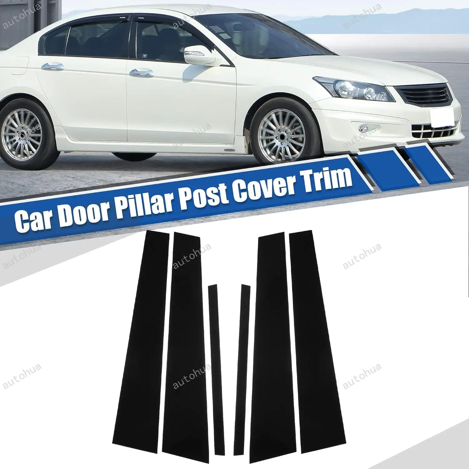 

Door Pillar Post Trim for Honda Accord Sedan 2008-2012 Side Door Pillar Anti Scratch Glossy PC Stickers Cover Moldings 6-pcs