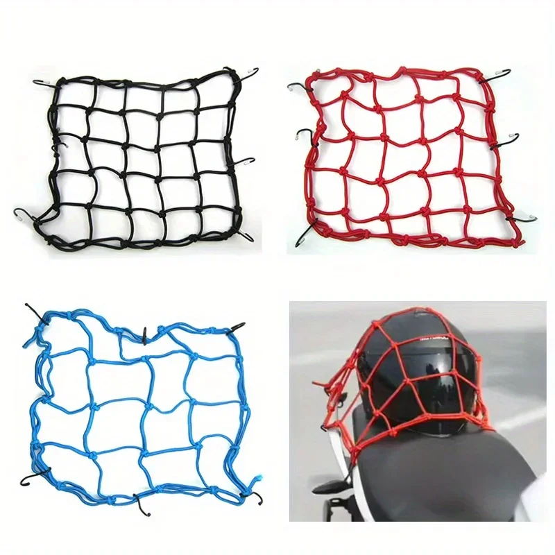 Motorcycle Luggage Bicycle Helmet Net with Hook Elastic Tension Nets Safety Transport Neting for Moto Cars Trucks