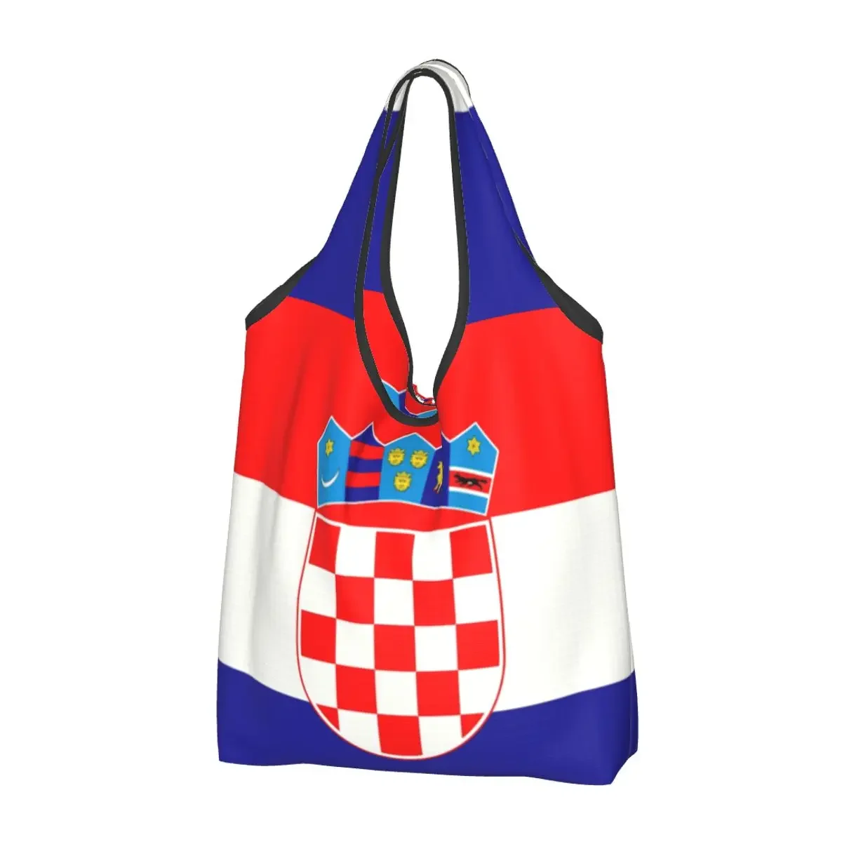 

Custom Flag Of Croatia Groceries Tote Shopping Bag Women Kawaii Shopper Shoulder Bag Big Capacity Handbags