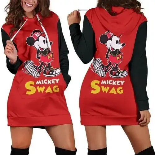 

New Disney Mickey Cartoon Hoodie Dress Sweater Dress Sweatshirt Dress 3D All Over Print For Women Hoodie