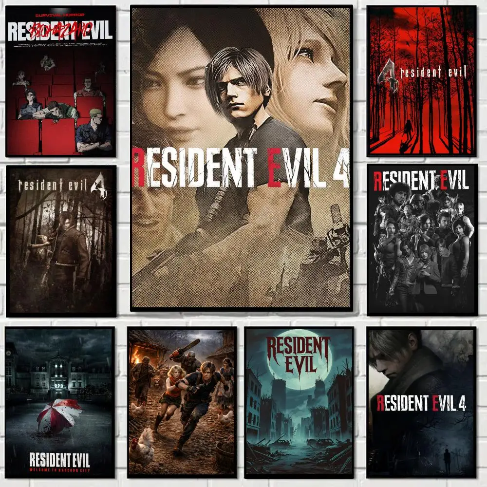 Resident Evil 4 game Poster Art HD Advanced Aesthetic Printing Paper Wall Art for Living Room Home Decor
