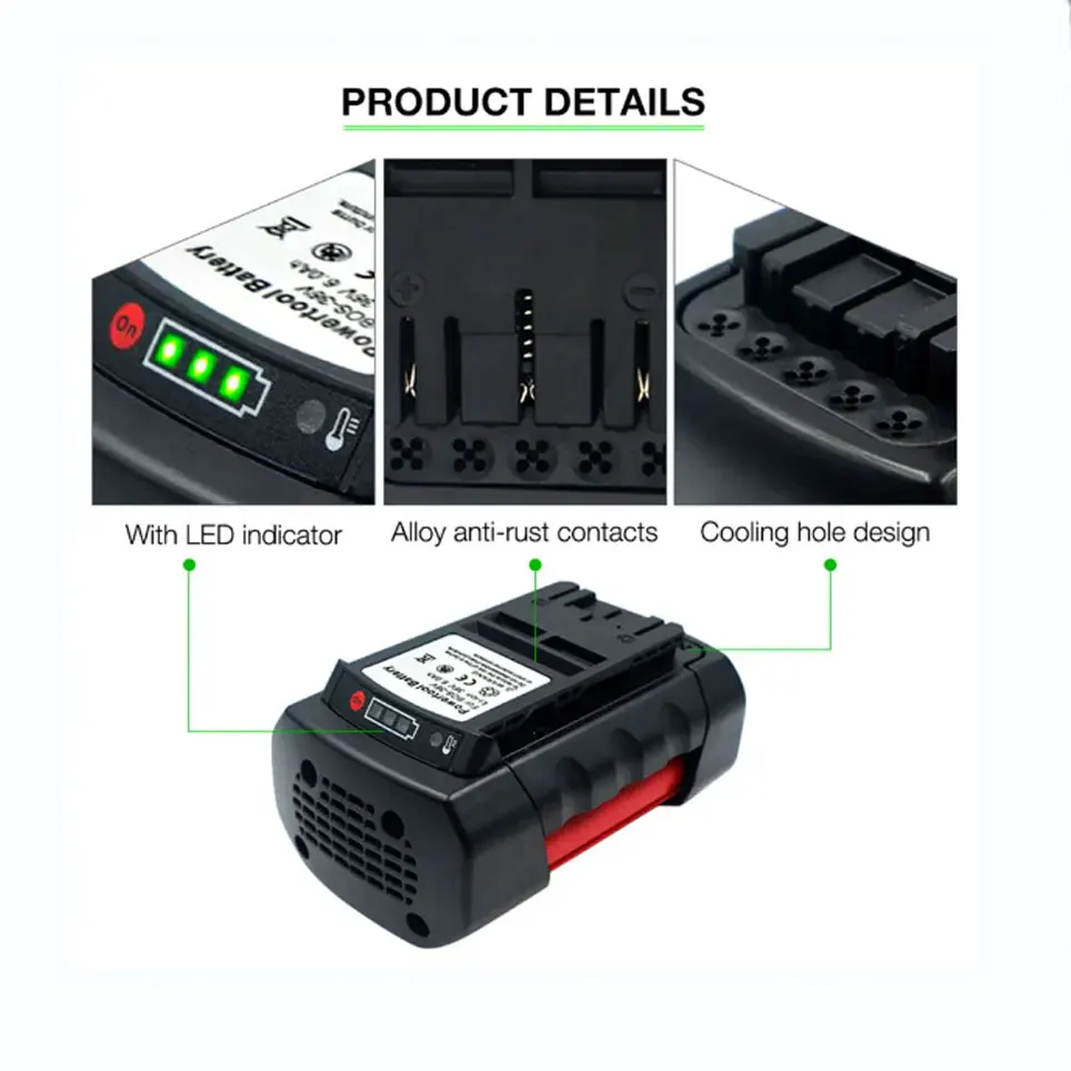 Imagem -04 - Bateria de Substituição Li-ion para Bosch Bateria da Ferramenta Elétrica 36v 6.0ah 9.0ah 2607336003 2607336108 Bat810 Bat840 D70771