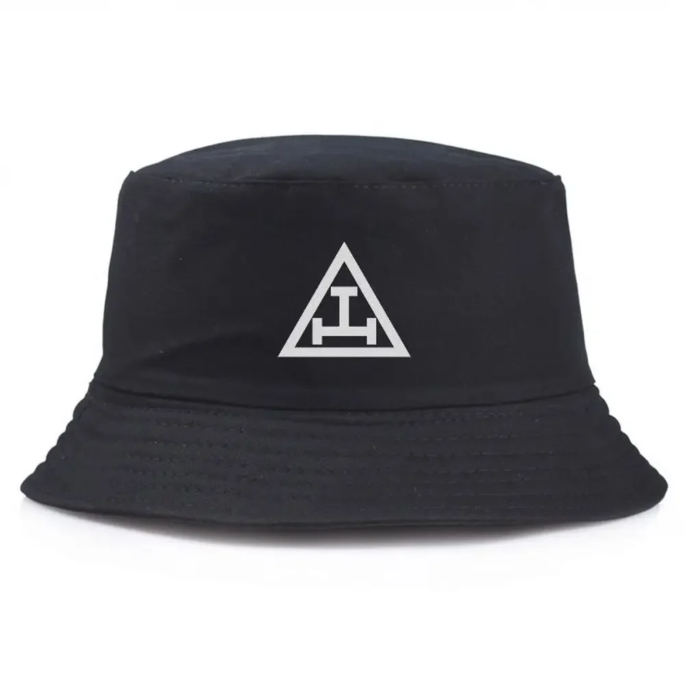 

Black Bucket Hat Summer Fisherman Fishing Hat Outdoor Cap With Triangle Logo