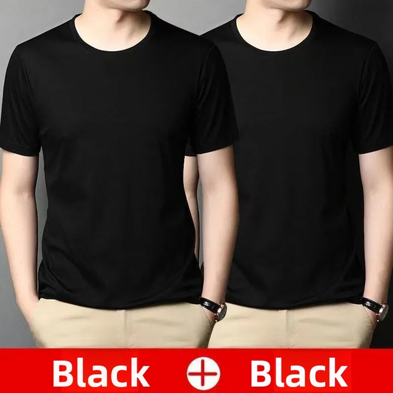 

Мужская футболка из белого ледяного шелка ort Sve, летняя модная дышащая молодежная футболка из полиэстера, круглый повседневный топ