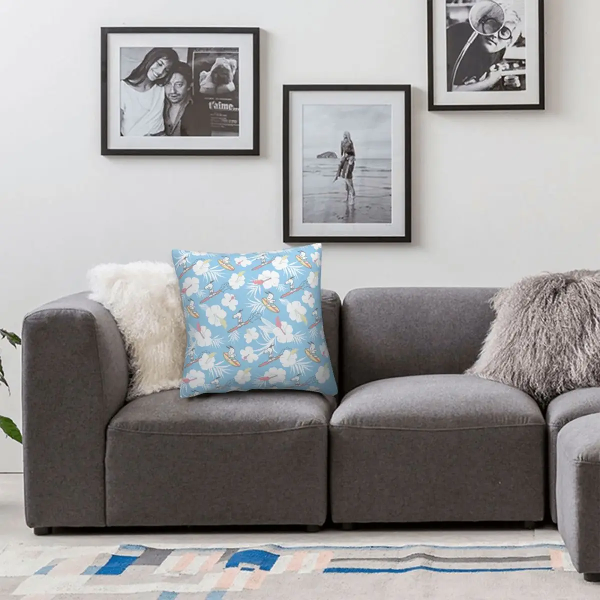 Cute Cartoon Snoopy Flower Pillowcase Soft Fabric Cushion Cover Gift Pillow Case Cover Home Square 18''