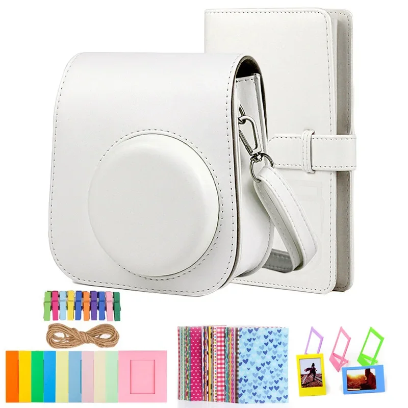 Paquete de cámara Fujifilm Instax Mini 11 con estuche/álbum de 96 fotos/10 marcos de fotos colgantes/5 marcos de mesa/20 pegatinas
