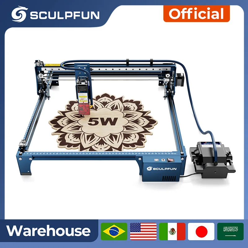SCULPFUN 5W Laser Engraving Machine Ultra-thin Laser Beam Shaping Technology S9 With 410x415mm Engraving Area