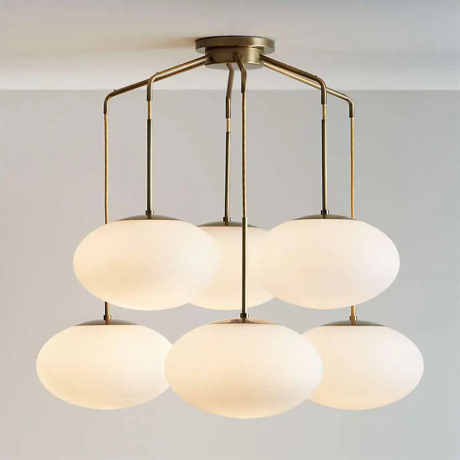 Yihao Indoor Bedroom Kitchen Brass Pendant Milk Glass Lampshade Corridor Light Emitting Diode Chandelier Chandelier