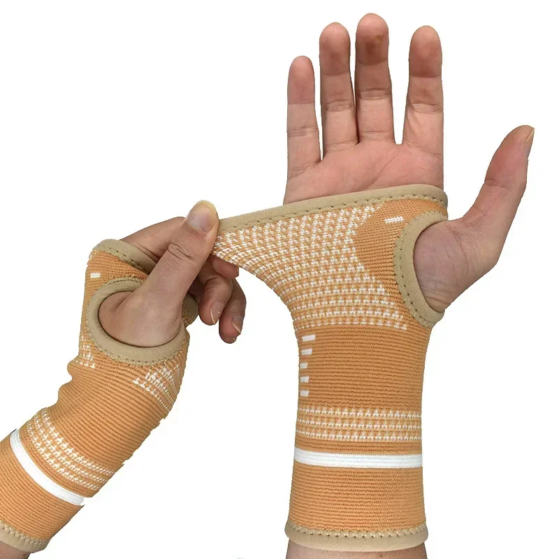 1Pc Copper Professional Wristband Sports Safety Compression Gloves Wrist Guard Arthritis Brace Sleeve Support Elastic Palm hand