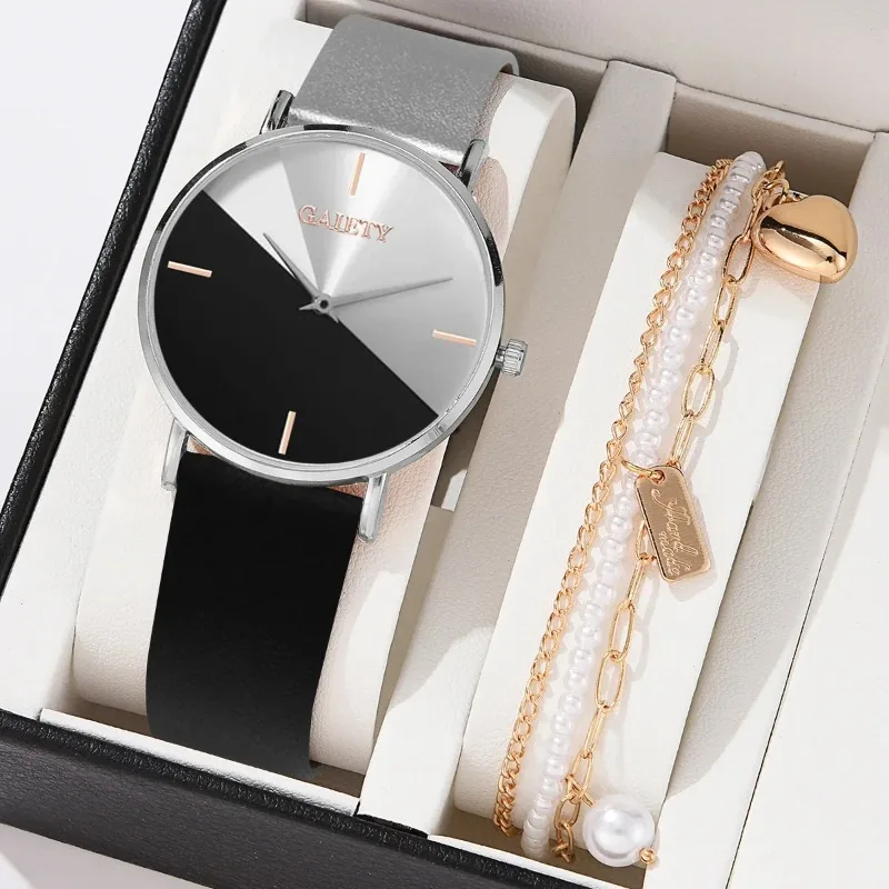 Montre à Quartz Double Document pour Femme, Bracelet Élégant pour Amoureux, Mode 2024