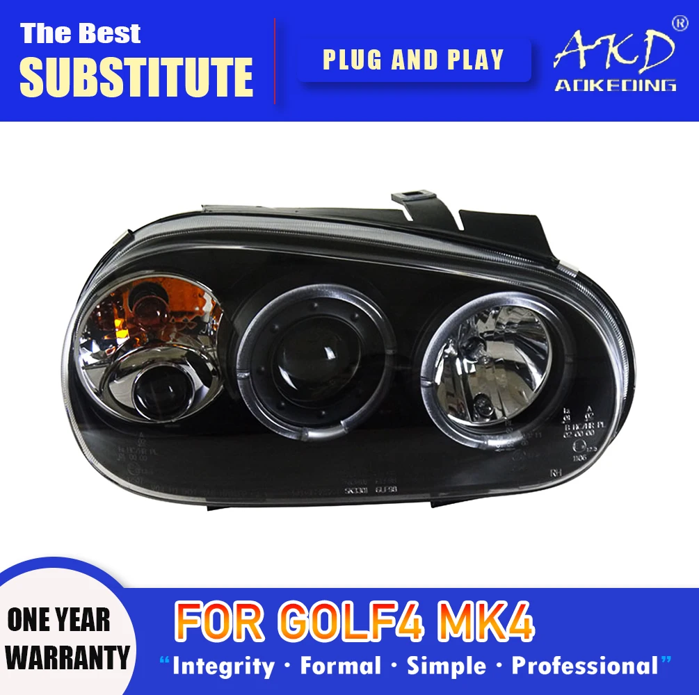 AKD-faros delanteros LED para VW Golf 4, lámpara de cabeza con señal de giro DRL, haz alto, Ojo de Ángel, lente de proyector, 2004-2008