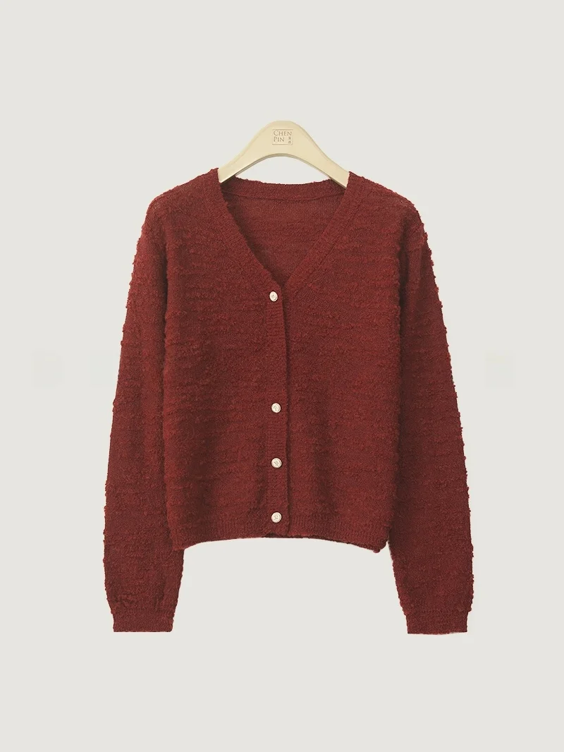 

Женский вязаный шерстяной кардиган свободного кроя с V-образным вырезом, тонкий, легкий, универсальный, весна-лето, новинка