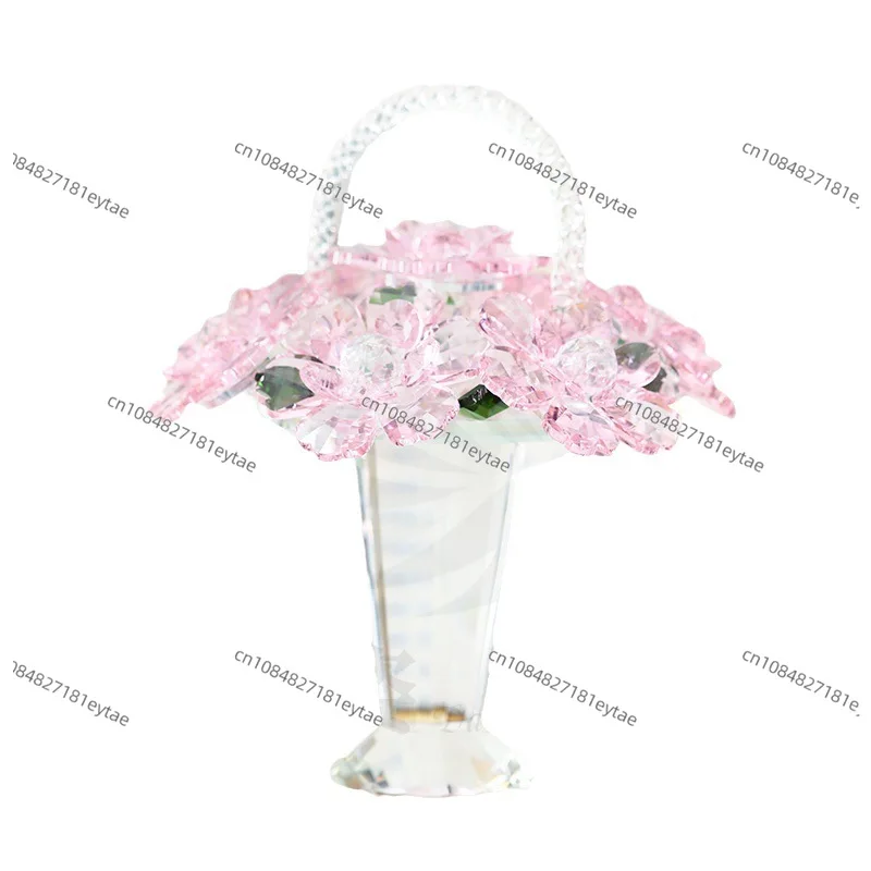 

Crystal Flower Basket Vase for Living Room Bedroom Dining Table TV Cabinet Office Decoration