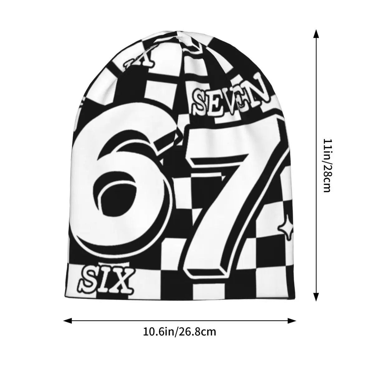 Checkered Six Seven 6 7 Meme Caps Hip Hop Unisex Outdoor Skullies Beanies Hat Spring Warm Dual-use Bonnet Hats