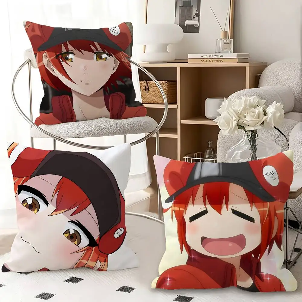 1pc Anime Cells At Work Pillow Case Fashion Square Pillowcase Bedroom Sofa Room Ins Decoration Leisure
