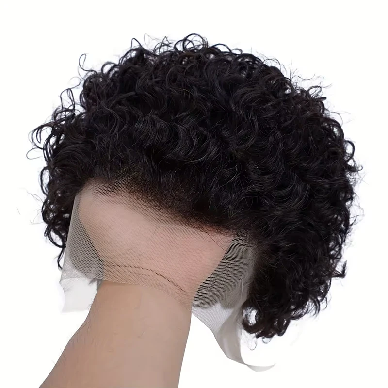 200 Density Pixie Cut Wigs 13x2 Lace Frontal Wigs Human Hair Short Kinky Curly Bob Human Hair Wigs #1B #99J #30 color For Women