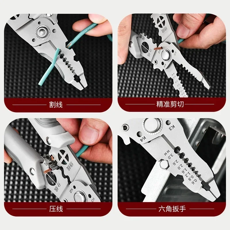 Crimper Cable Cutter Adjustable Automatic Wire Stripper Multifunctional Stripping Crimping Pliers Terminal Hand Tool