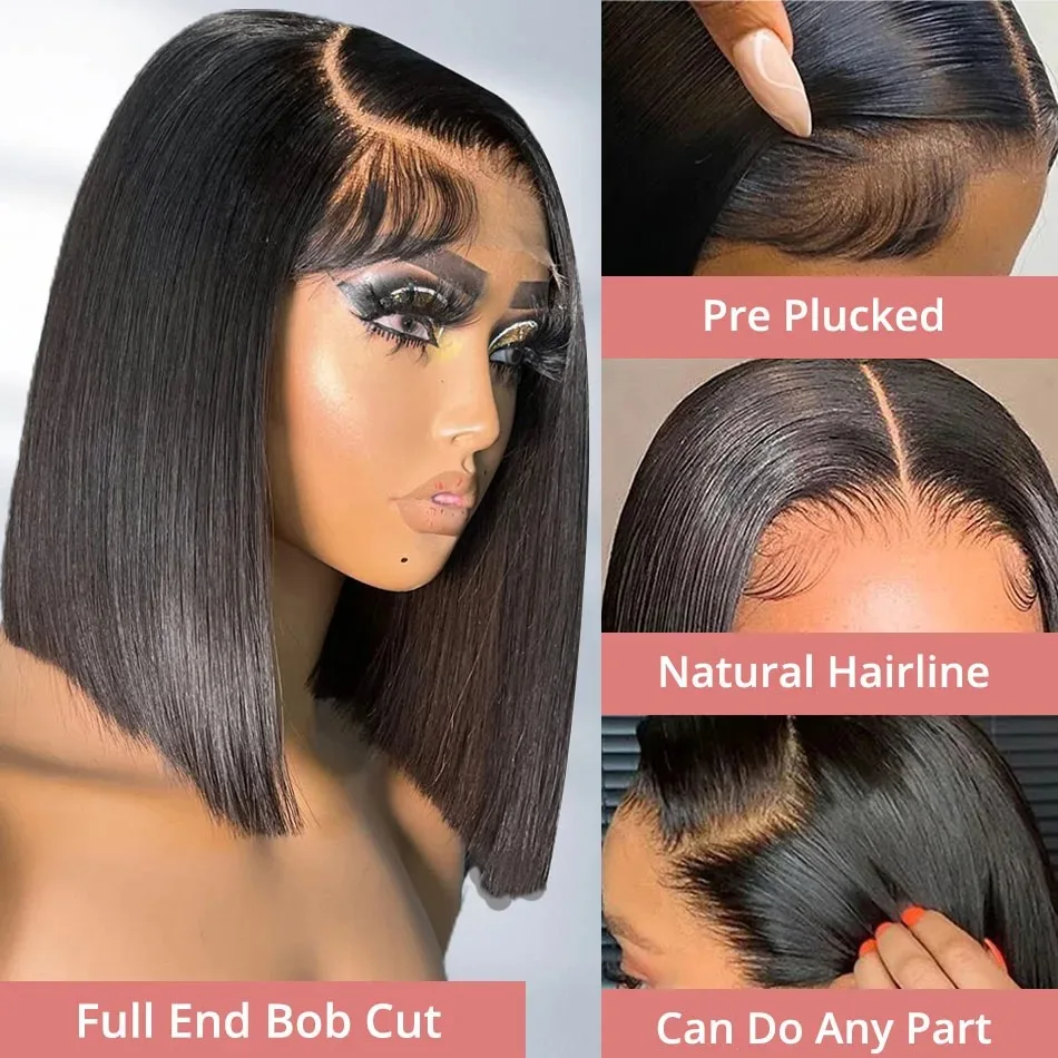 Bob Wig Brazilian Hair Lace Front Wigs Short Bob Wig Pre Plucked Natural Color 13x4 Lace Part Lace Wigs Synthetic  peluca