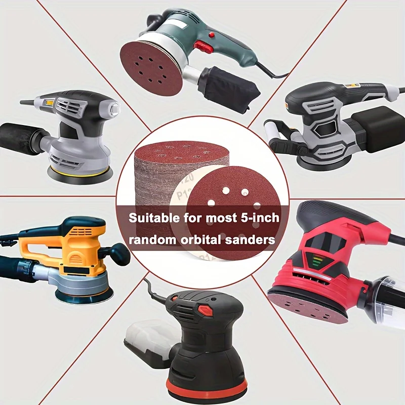 10 peças de 5 polegadas (aproximadamente 5,0 polegadas) conjunto de lixa de anel de gancho de sombra, disco de cianding, 120 grão 8-