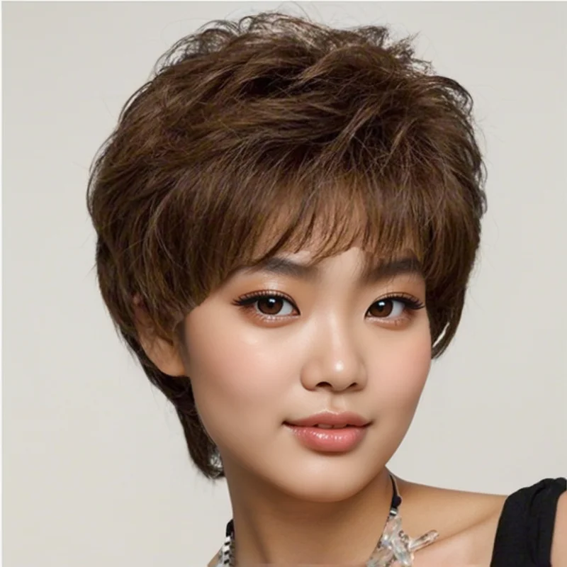 

New synthetic wig short hair curls Shaggy short curls women's hair high temperature silk chemical fiber whole wig set