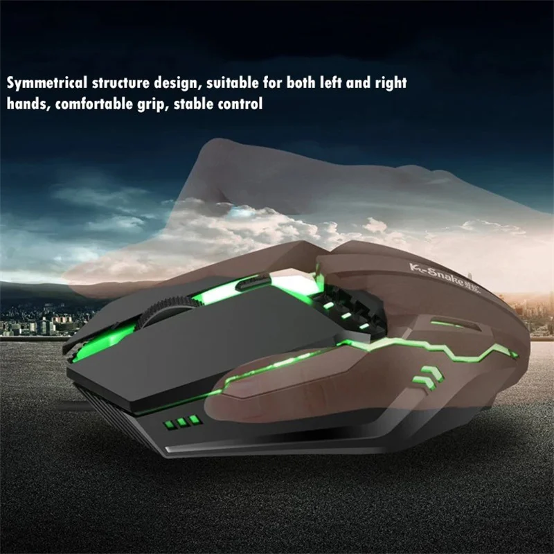 Viper 1600 DPI Mouse Desktop Notebook Universal M11 E-Sports USB Luminous Mouse K-Snaker Left And Right Hands For Laptop