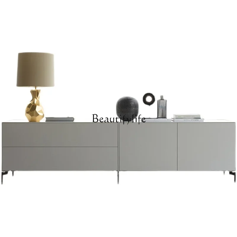 

Z.Italian minimalist TV cabinet combination light luxury paint living room high-foot locker