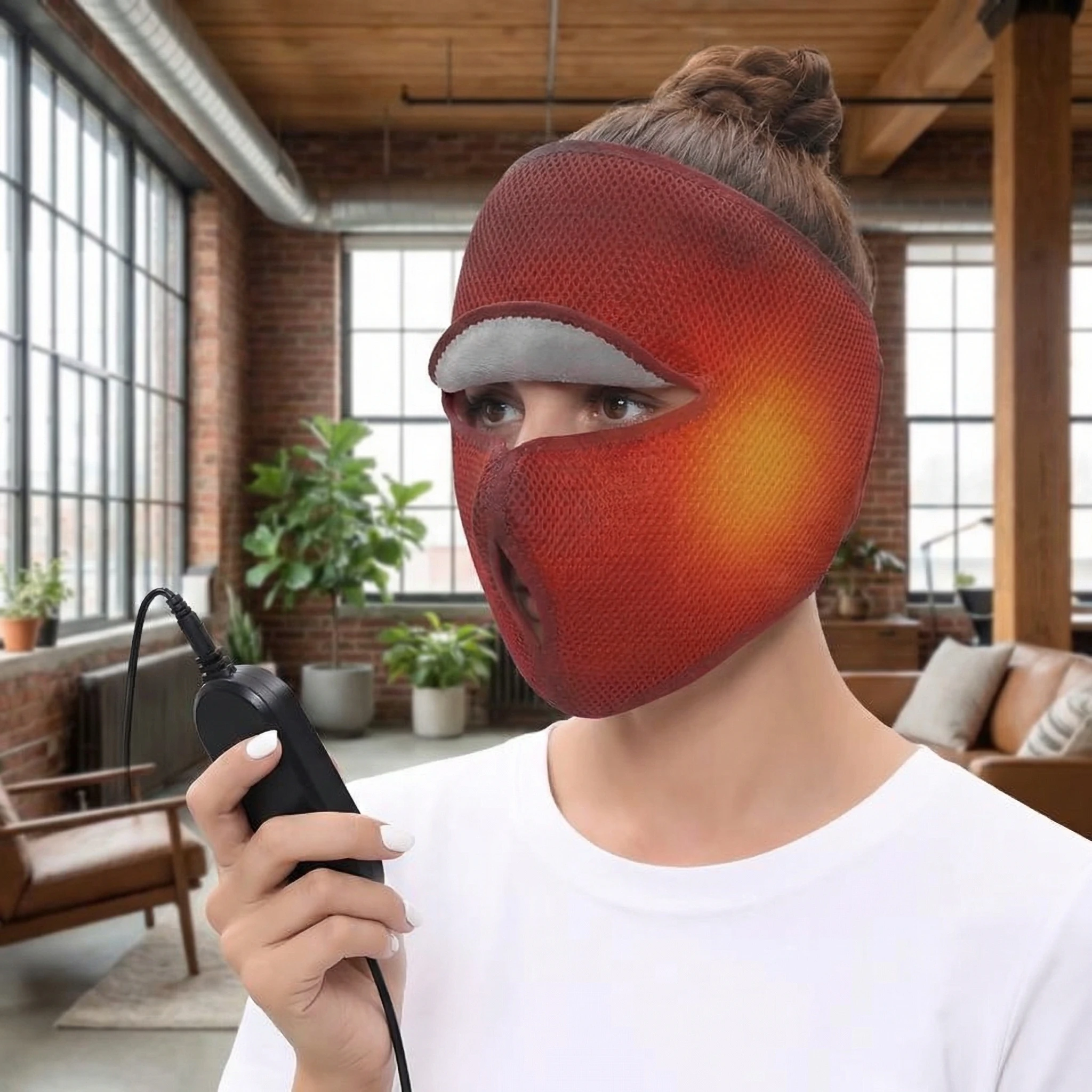 

Маска для лица с подогревом — влажная грелка с полным покрытием для снятия головной боли и пазухи, массажный инструмент для головы