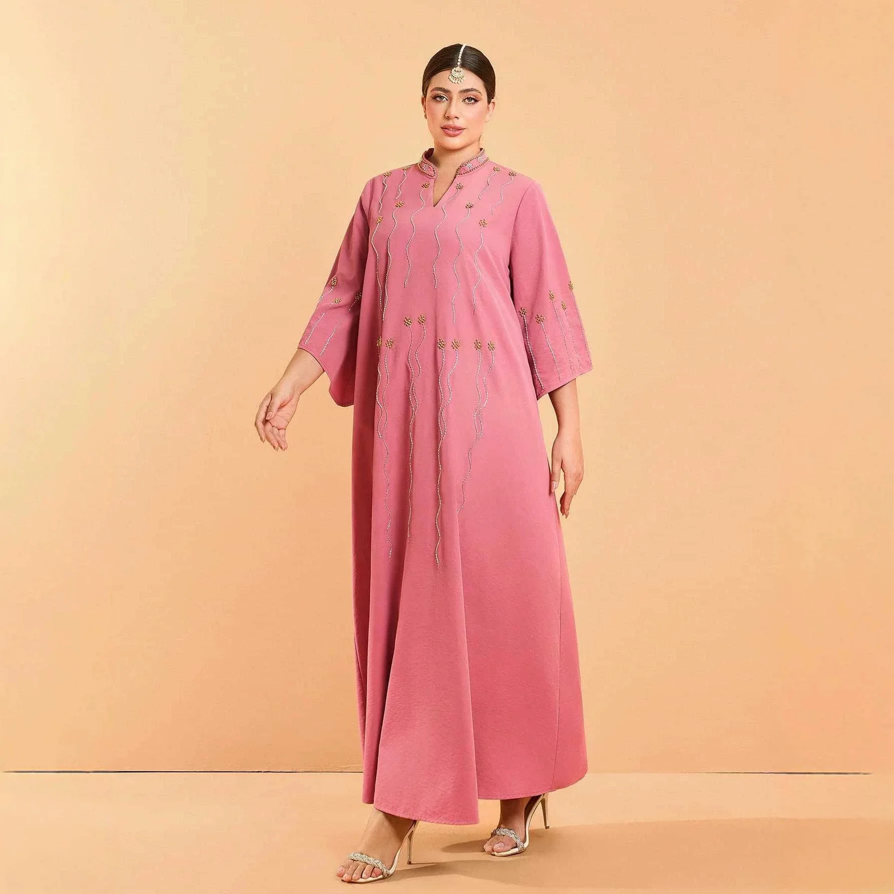 

Ethnic-style Pink Fashion Dress For Women, 2026 Summer New High-end Elegant Plus-size Slimming Evening Dress Islam Elegant