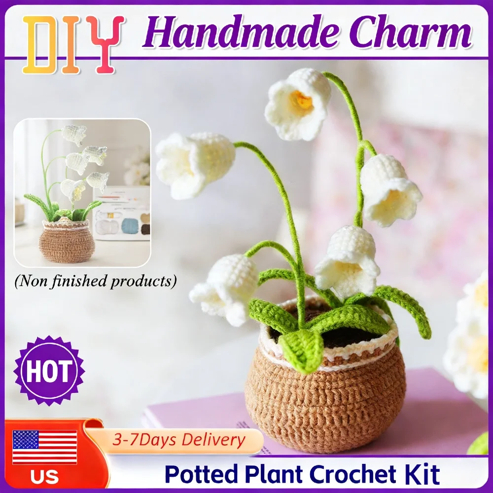 

Cute Flower Crochet Starter Kit Beginner Friendly DIY Knitting Supplies with Video Tutorials Handmade Sewing Kit Craft Decor Gif
