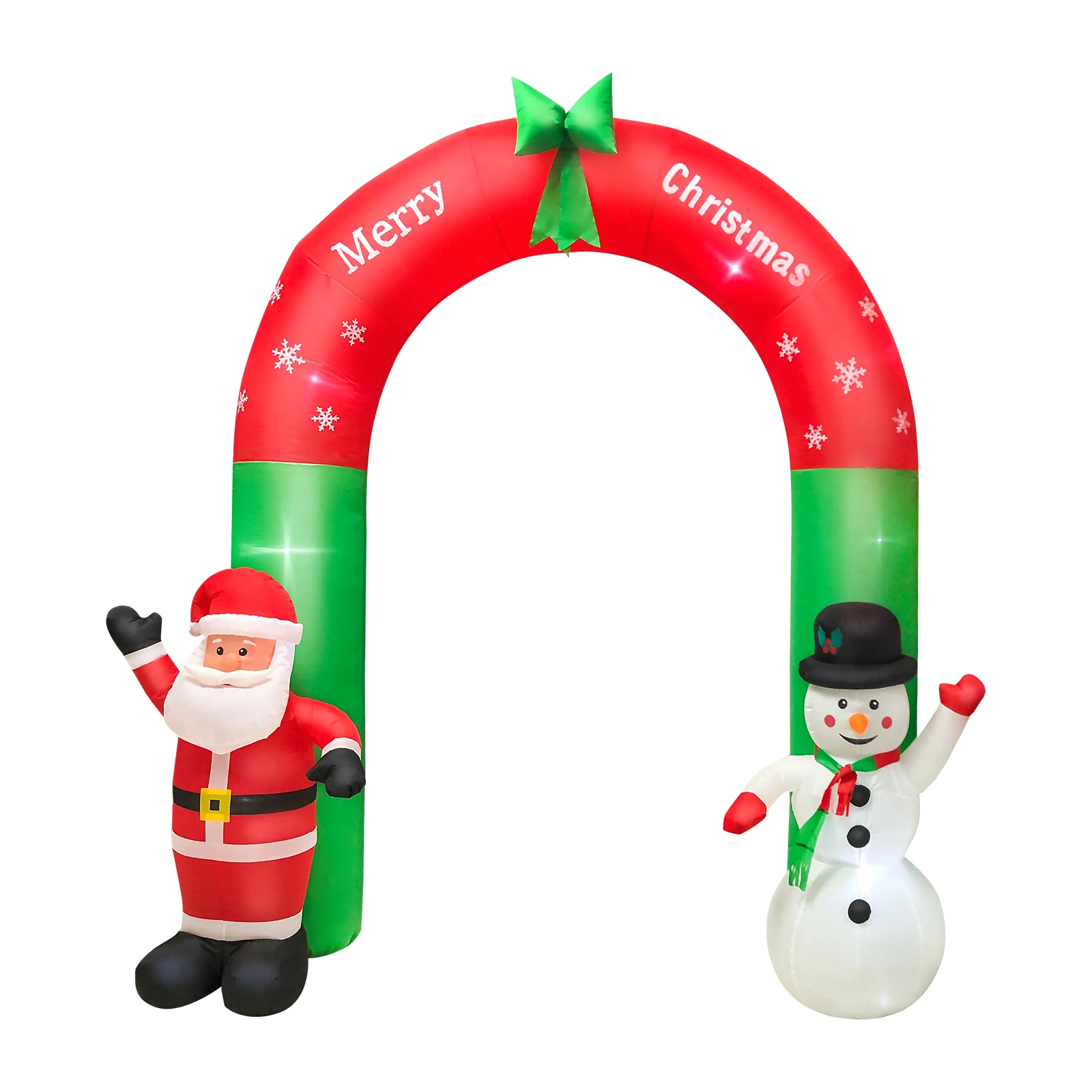 8FT Christmas Inflatable Santa Claus and Snowman Arch Yard Decoration Holiday Home Decorations Yard LED Lights Outdoors Ornament