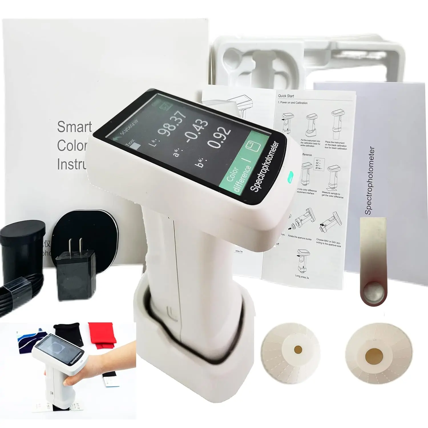 Spectrophotometer Colorimeter with Repeatability ΔE*ab≤ 0.04 Storage 10000 Data range 0-200% Integrating sphere diameter 40mm