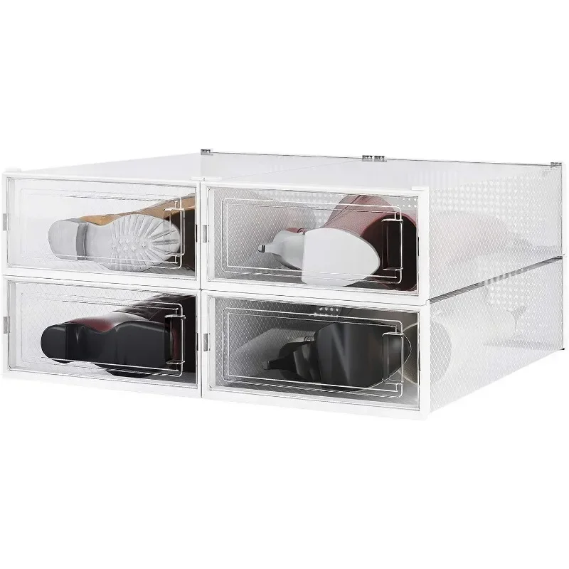 

PARANTA Boot Shoe Storage Box, Stackable Clear Plastic Shoe Organizer, With Clear Door For Storing Women Shoes