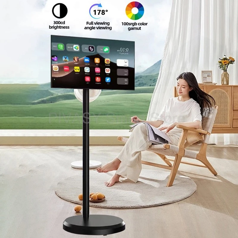 شاشة لمس ذكية 21.5 بوصة، حامل محوري للهاتف المحمول، بطارية 6000 مللي أمبير في الساعة، أندرويد 10 نقاط تعمل باللمس 100% sRGB لمكتب اللياقة البدنية المنزلي