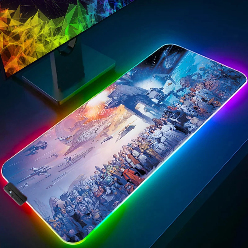 RGB LED Gaming Mouse Pad Multi Size Table Keyboard Pad S-star W-wars Mousepad Computer Play Mat Rubber Mausepad Desk Mat