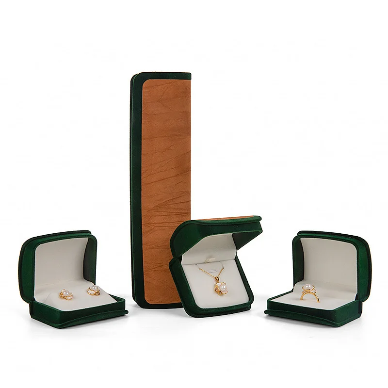 قطعة واحدة من صندوق مجوهرات مخملي متطور منحني مزدوج اللون، قلادة دائرية، صندوق تخزين الأقراط #1