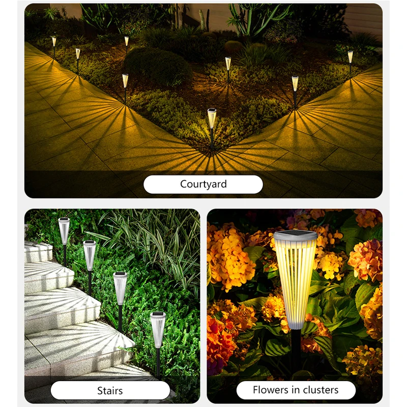 Imagem -06 - Impermeável Solar Jardim Luz Lâmpadas Led para Gramados Landscape Path Quintal Quintal Iluminação Pátio Jardinagem Pathway Decors