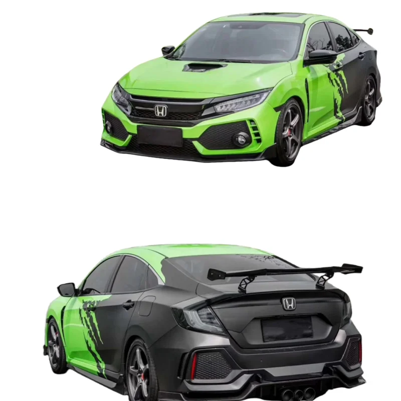 Body Kit Front Rear Bumper Assembly Grille for Civic 10th Upgrade Type-R Style Side Skirt Engine Hood Spoiler Exterior Part
