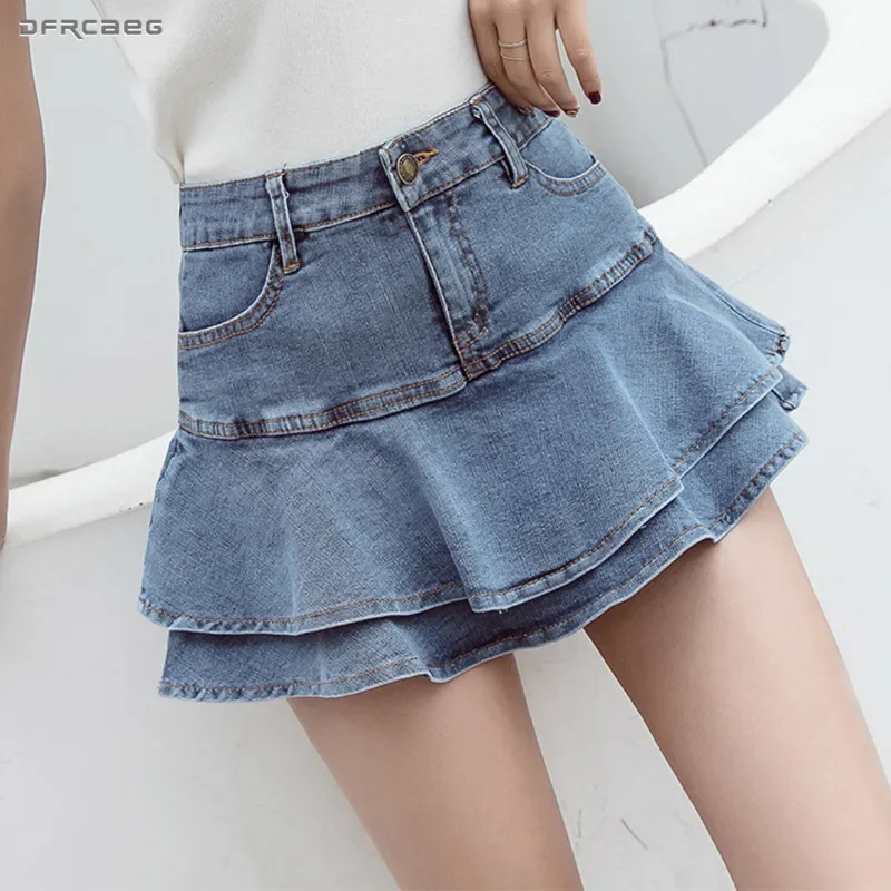 

Summer Streetwear Ladies Short Skirts Jeans Casual All Match Elastic Ball Gown Saia Female Retro Y2k Denim Shorts Skirt Women