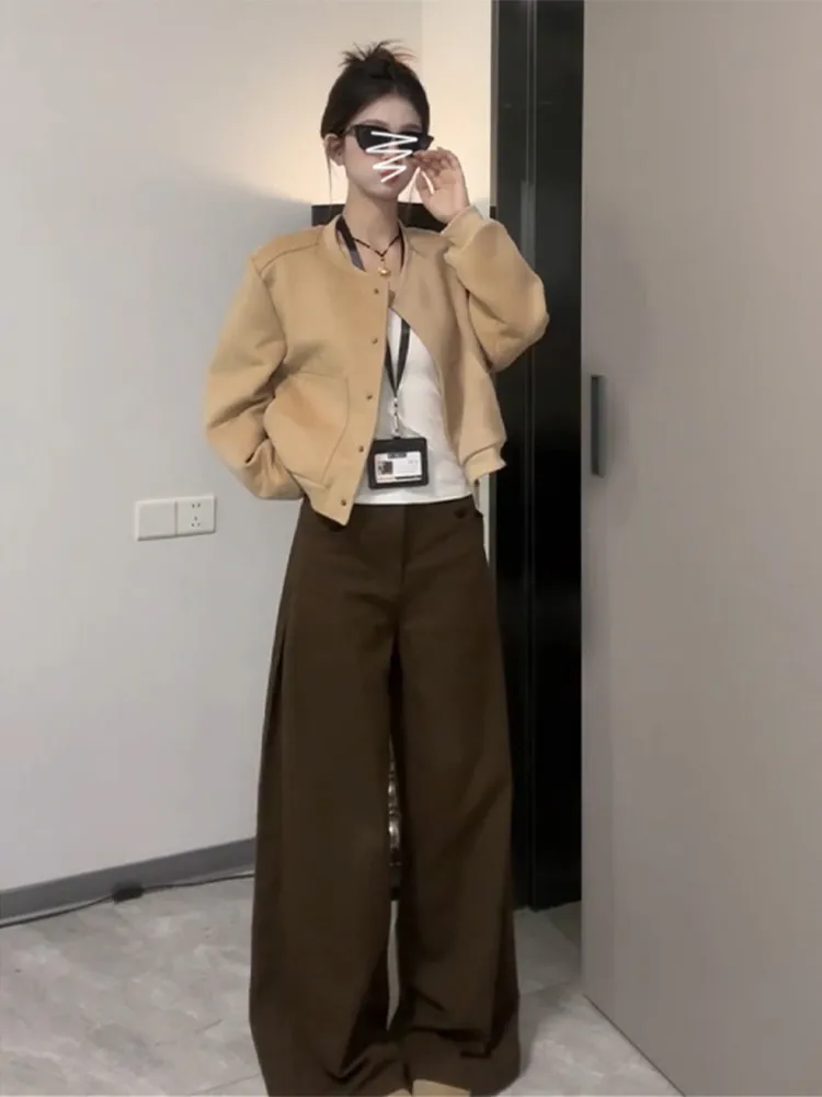 

Retro American Wide Leg Jeans Women Loose Slimming Extended Tall Straight Cotton High Waist Spring Autumn Fashion Ladies