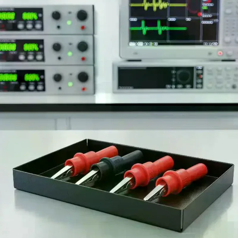 Multimeter Test Leads 4Pcs Set with Insulated Alligator Clips Non-Slip Handle for Industrial Maintenance Work