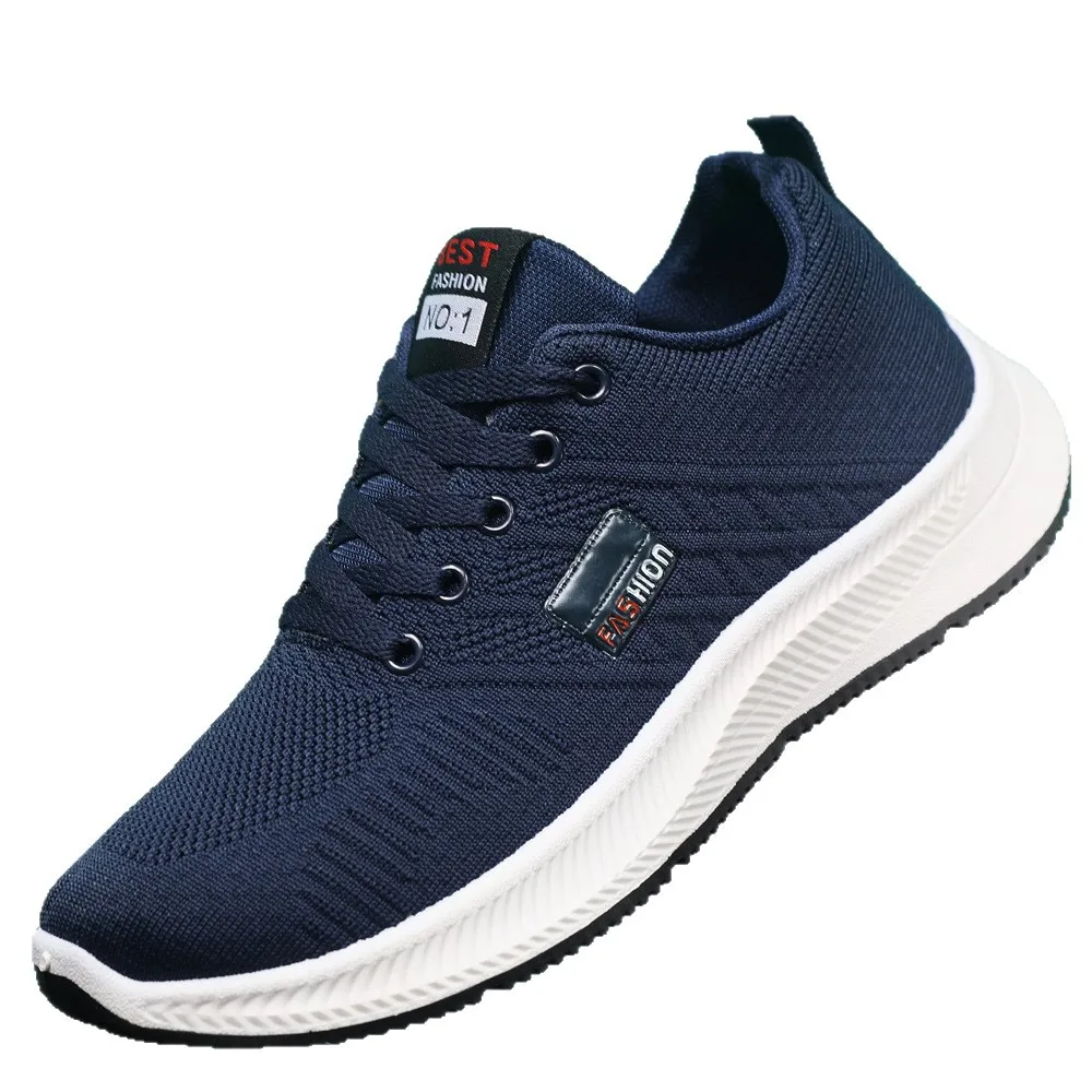 Men's woven mesh sports single shoes with comfortable, breathable and trendy casual running shoes