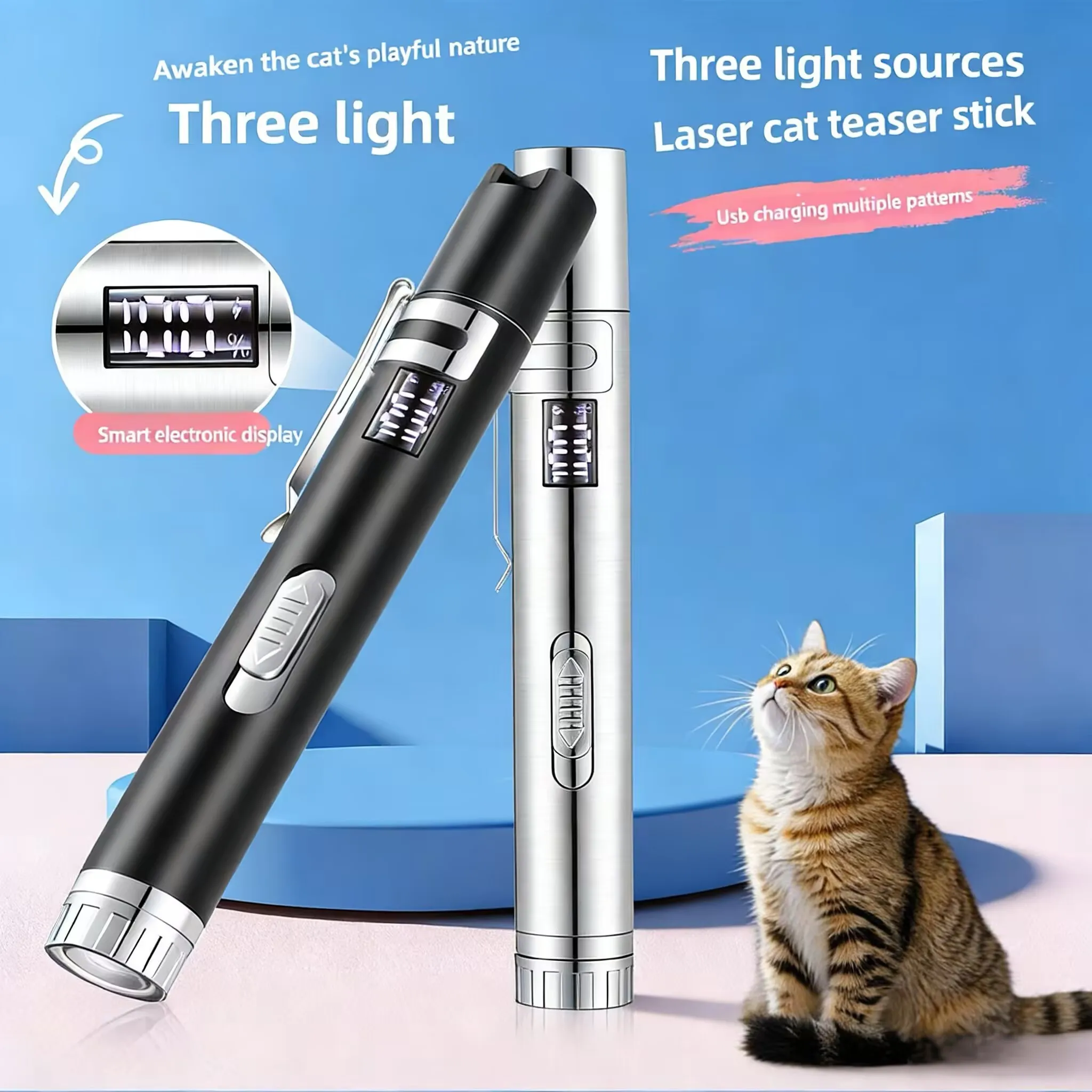 Portable Cat Laser Pointer LED Flashlight, Cat Teasing Laser Pen, Interactive Pet Cat Tickle Training Toy view 3