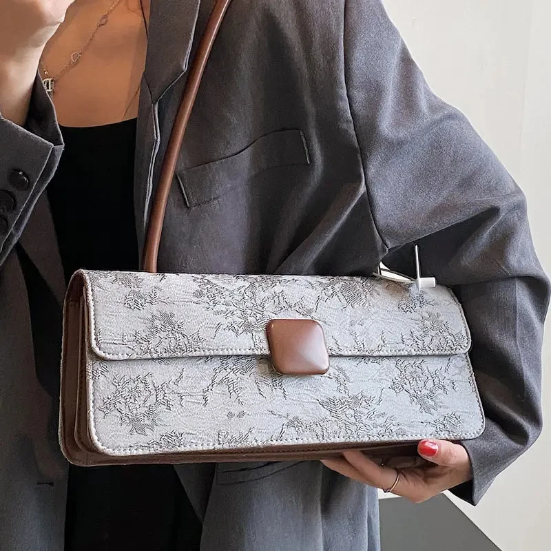 

Fashion Versatile Design French Elegant Printed Women's Underarm Bag Vintage Shoulder Bag Office Personality Bag Bolso Mujer