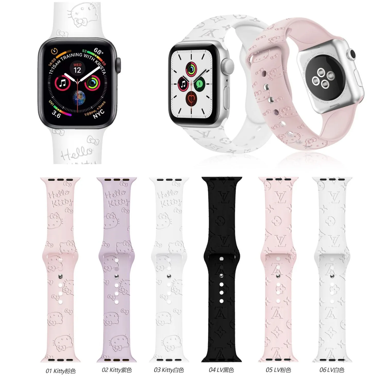 Suitable for Apple Watch. New Apple Watch strap can be ordered with laser engraved embossed silicone printed butterfly flower