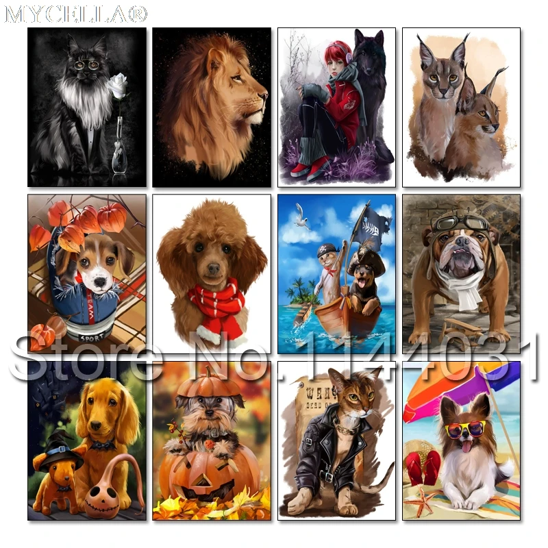 5D Diy Diamond Painting Dogs Lion Tiger Eagle Diamond Embroidery Full Rhinestone Animals Pictures Mosaic Sale Home Decoration