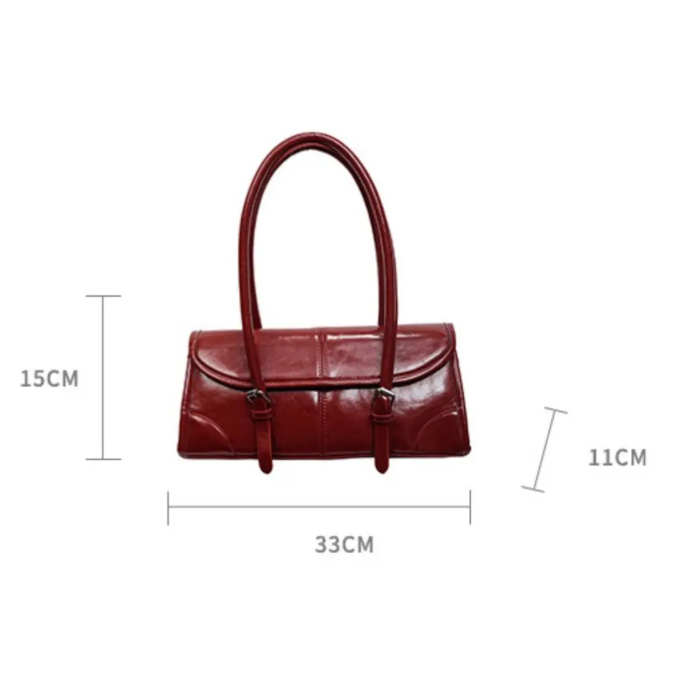 Hochwertige PU-Leder Unterarmtasche in Burgunderrot mit Magnetverschluss Damen Handtasche Schultertasche für Casual-Anlässe – Detail 1