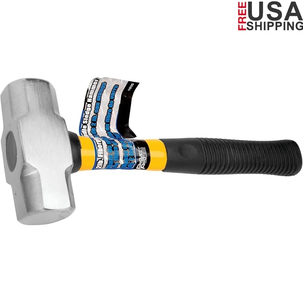 

Fiberglass Handle Sledge Hammer 2lb Lightweight Shock Absorption Non-Slip Grip Construction Demolition Tool Versatile Use Alloy