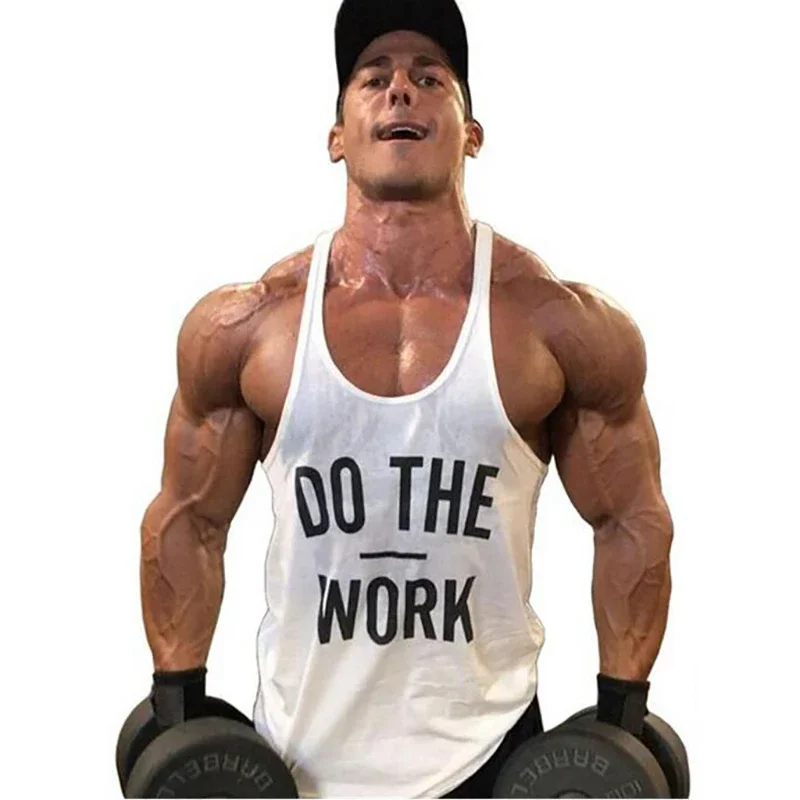 Brand DO THE WORK Gym Clothing Bodybuilding Stringer Tank Tops Men Fitness Singlets Men Workout Tank Tops Sleeveless Shirt